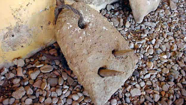 Old fashioned anchor at Monemvasia, Argolic, Greece.